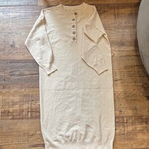 NWOT Beige Button-Up Sweater Dress
